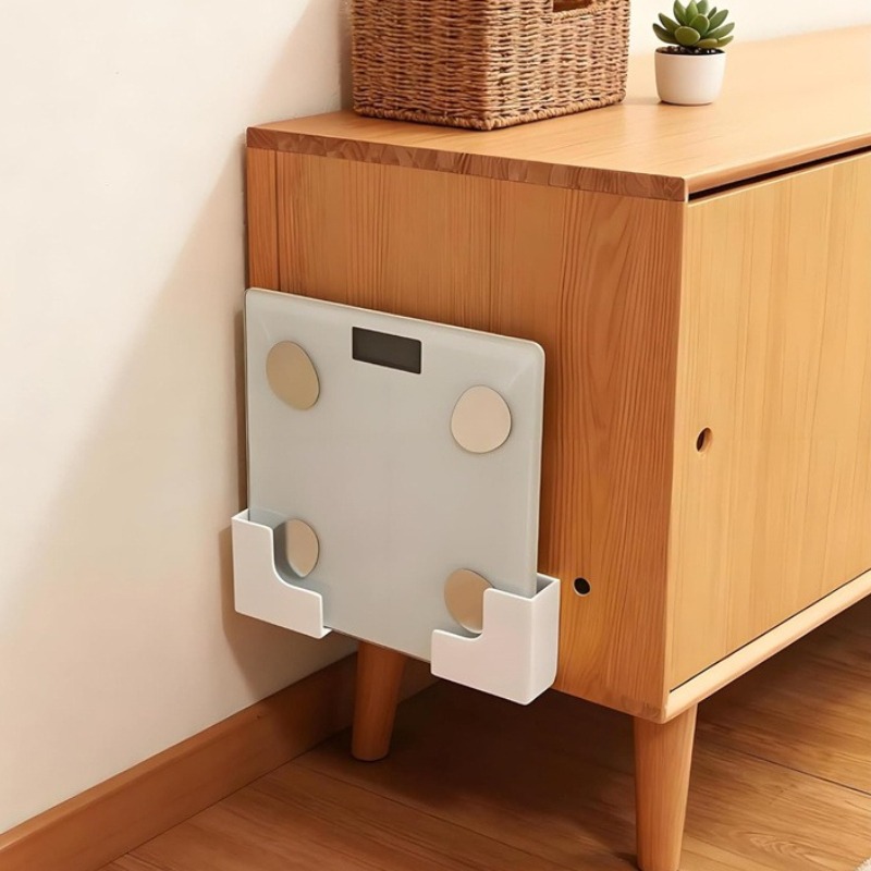 Wall Mounted Weight Scale Storage Rack No-Drill Adhesive Bathroom Organizer Durable Plastic Weight Scale Holder for Home Gym
