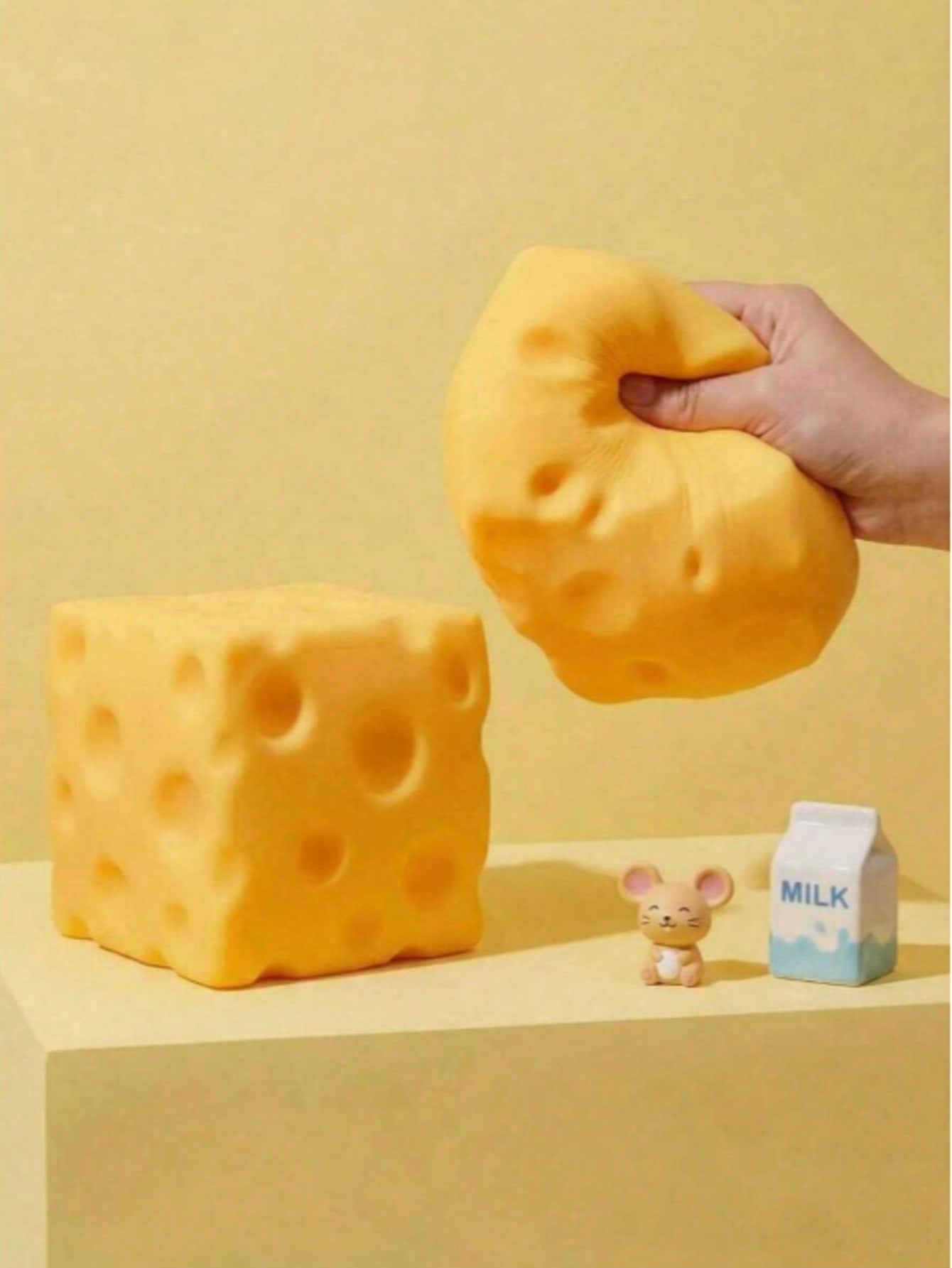 Realistic Cheese Squishy Slow Rebound Toy, Soft Silicone Anxiety Relief Squeeze Sensory Ball, Perfect Holiday Party Birthday