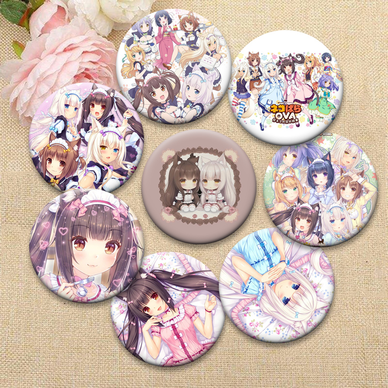 Love Adventure Game NEKOPARA Pins Cute Anime Girls Brooches Exquisite Tinplate Badge Backpack Decor Jewelry Accessories Gifts