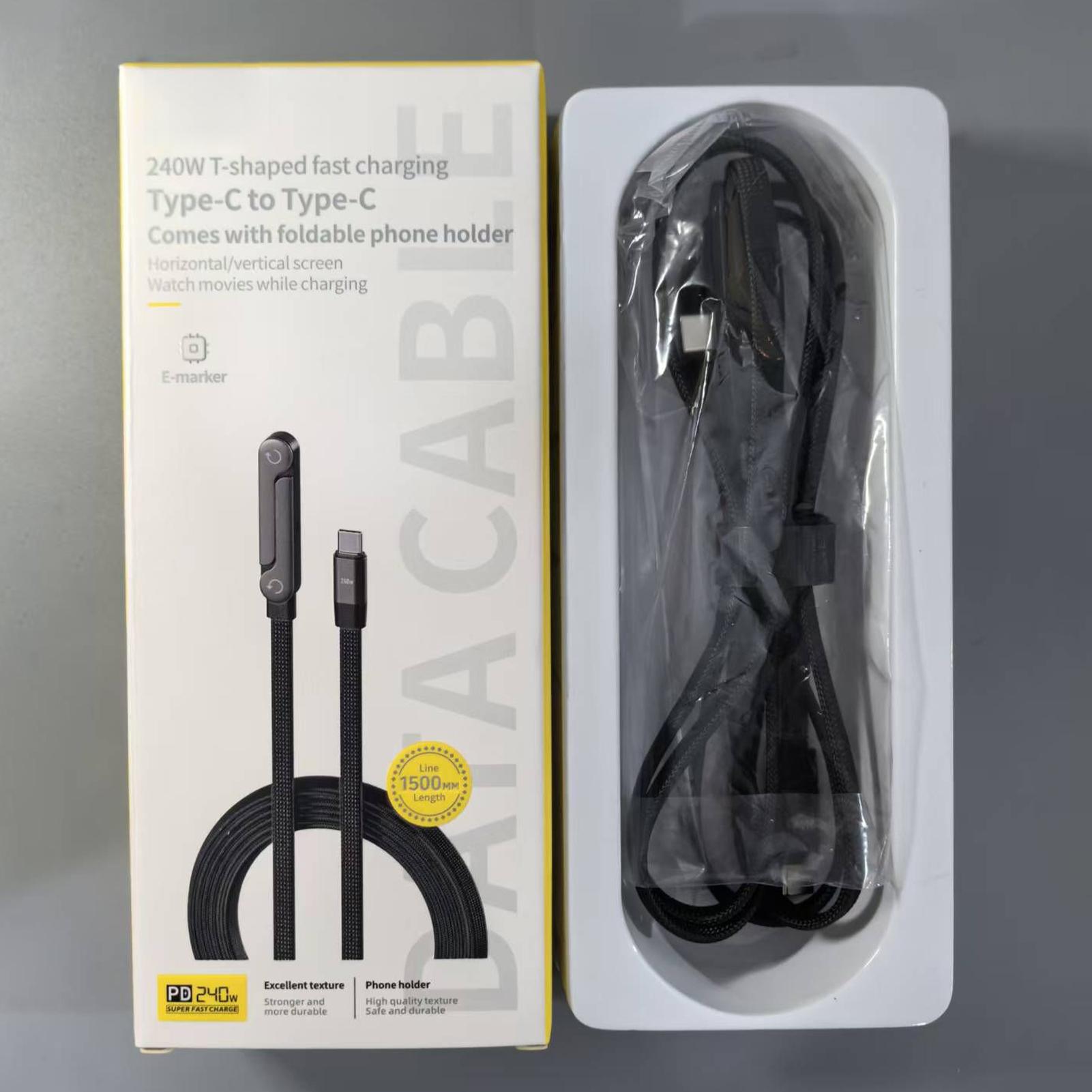 Invisible Holder Charger Cable 2-in-1 Cellphone Accessories Super Fast Charge Cable for Home Office Travel Hotel Adults Tech
