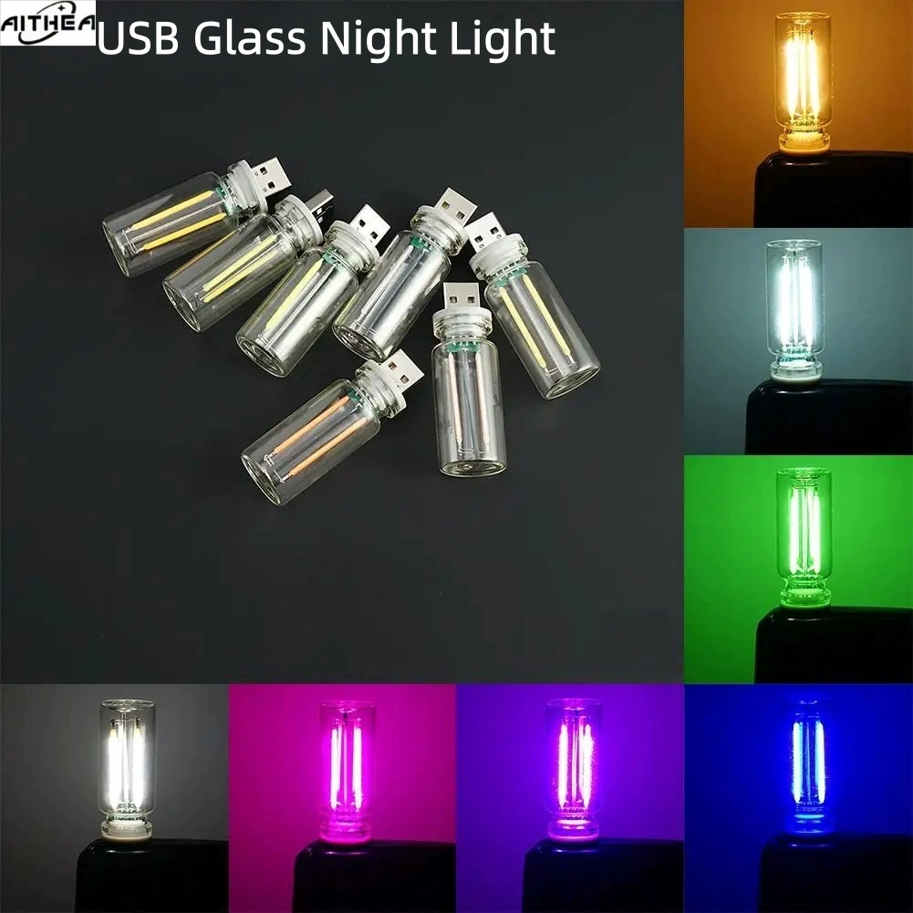 AITHEA USB Touch Control LED Filament Night Light Retro Bulb Atmosphere Lamp for Car Camping Bedroom Home Decor