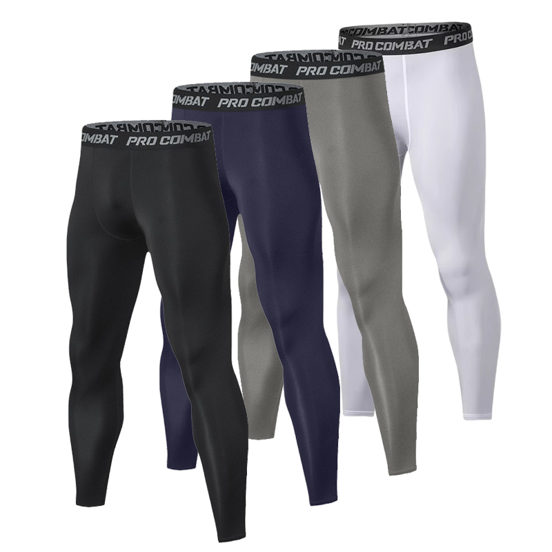 New Men's Tight Sports Pants Slim Pants Autumn And Winter Thermal Pants Plush High Stretch Quick Drying Compression Pants